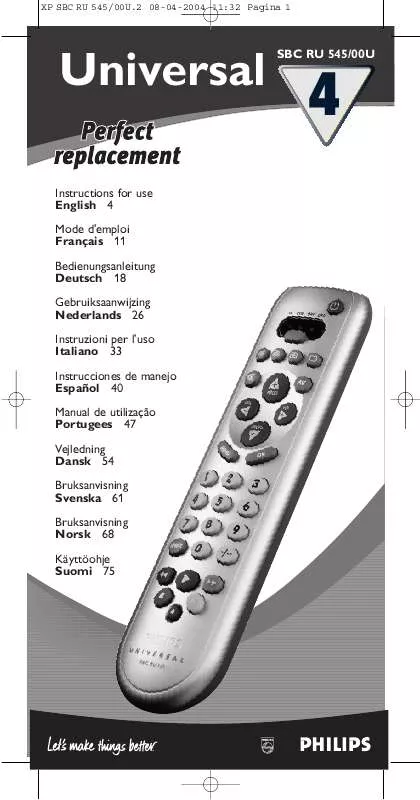 Mode d'emploi PHILIPS SBCRU545