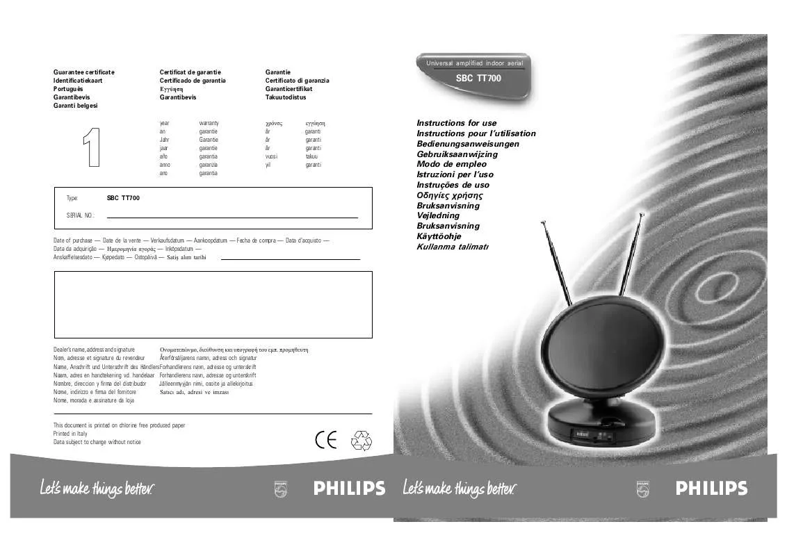 Mode d'emploi PHILIPS SBCTT700