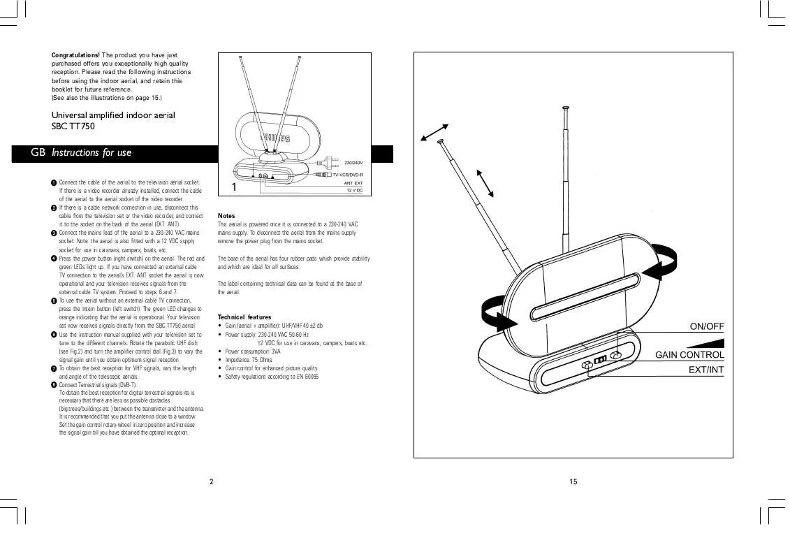 Mode d'emploi PHILIPS SBCTT750