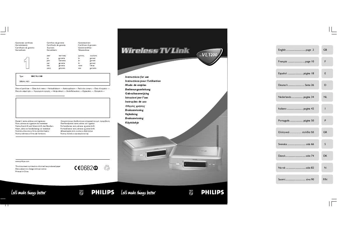 Mode d'emploi PHILIPS SBCVL1200