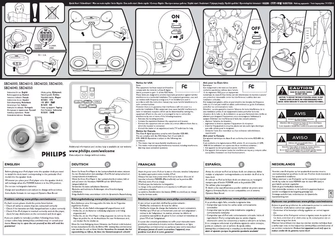 Mode d'emploi PHILIPS SBD6010