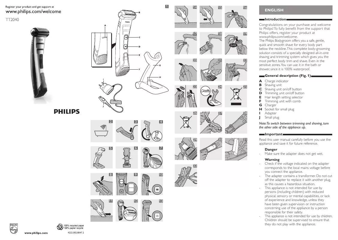 Mode d'emploi PHILIPS TT-2040