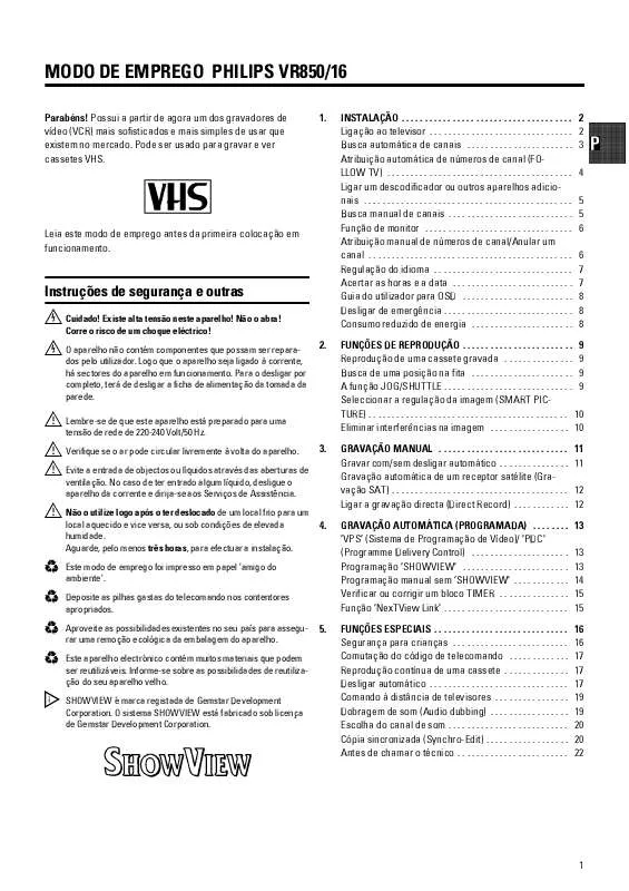 Mode d'emploi PHILIPS VR850