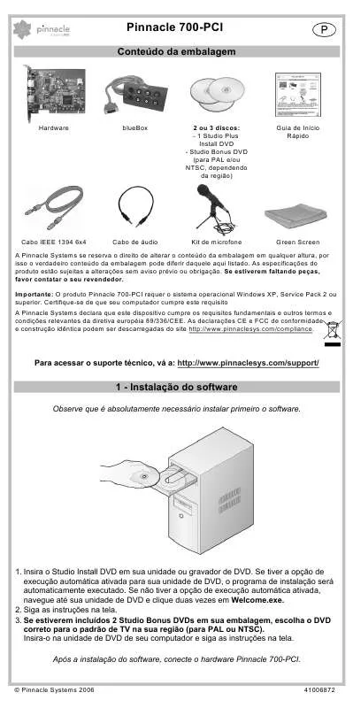 Mode d'emploi PINNACLE 700 PCI