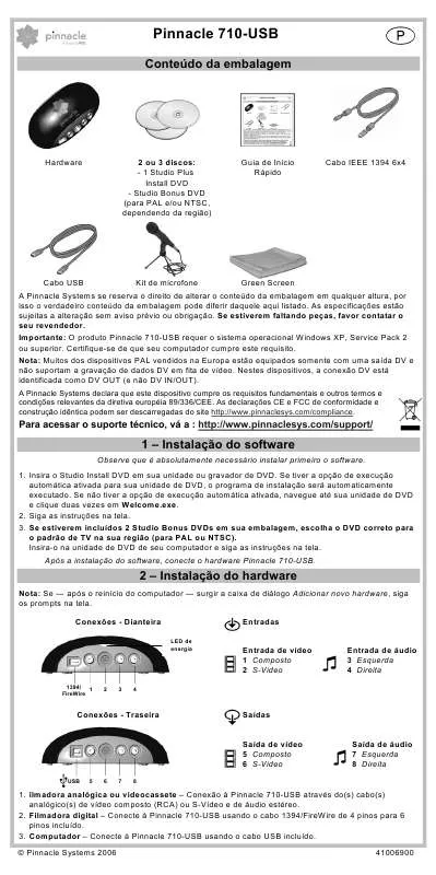 Mode d'emploi PINNACLE 710 USB