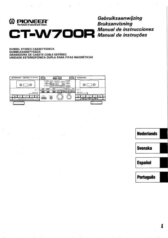 Mode d'emploi PIONEER CT-W700R