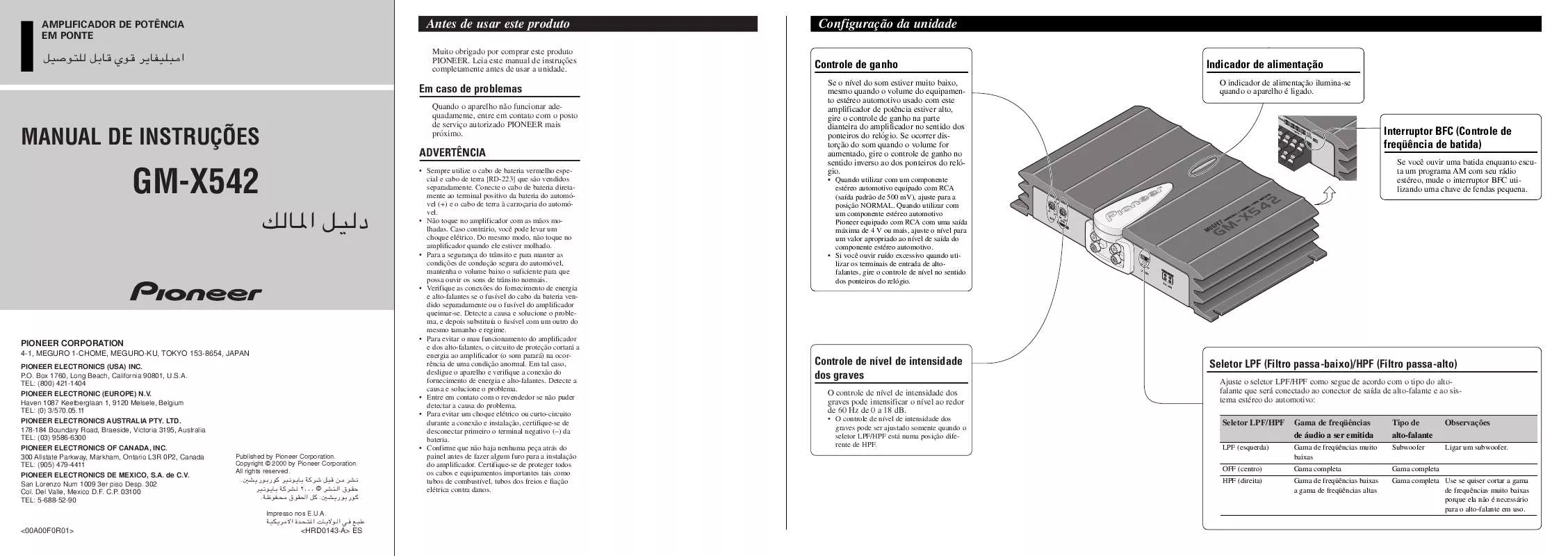 Mode d'emploi PIONEER GM-X542