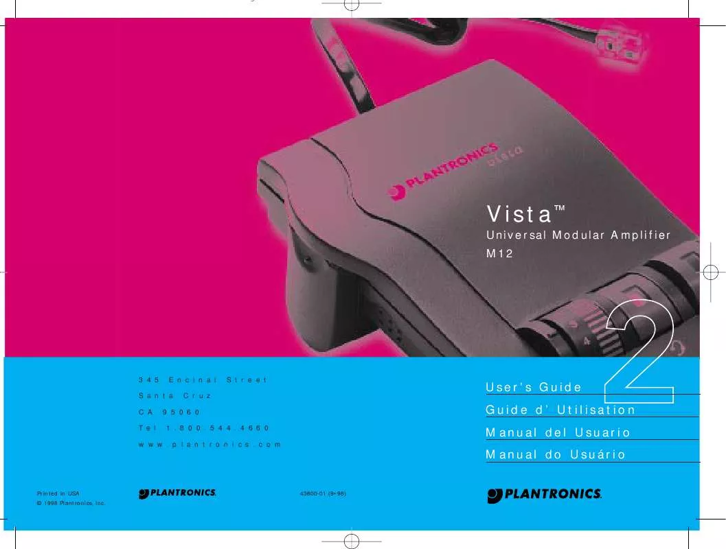 Mode d'emploi PLANTRONICS VISTA M12