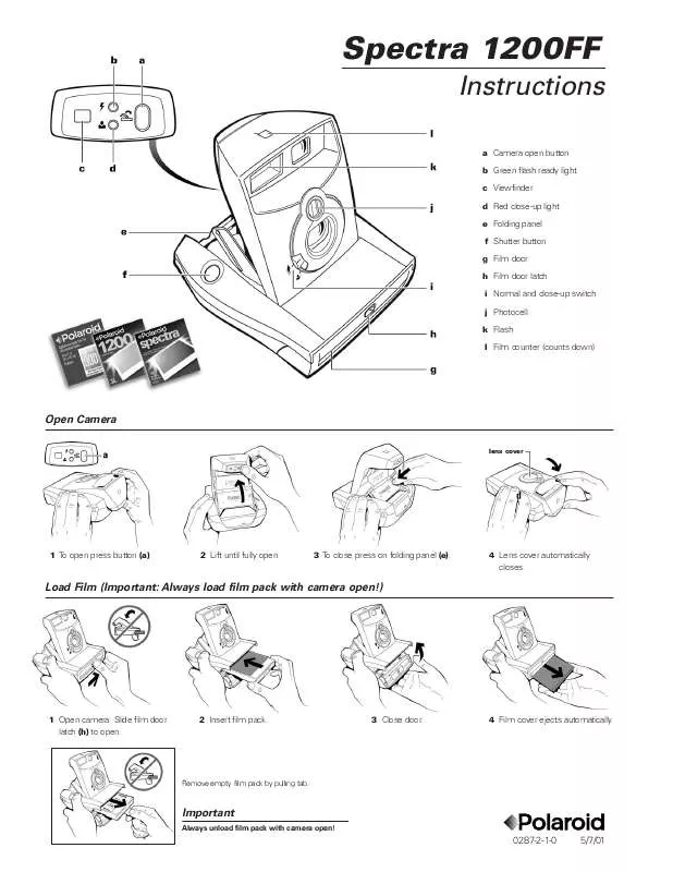Mode d'emploi POLAROID SPECTRA 1200 FF