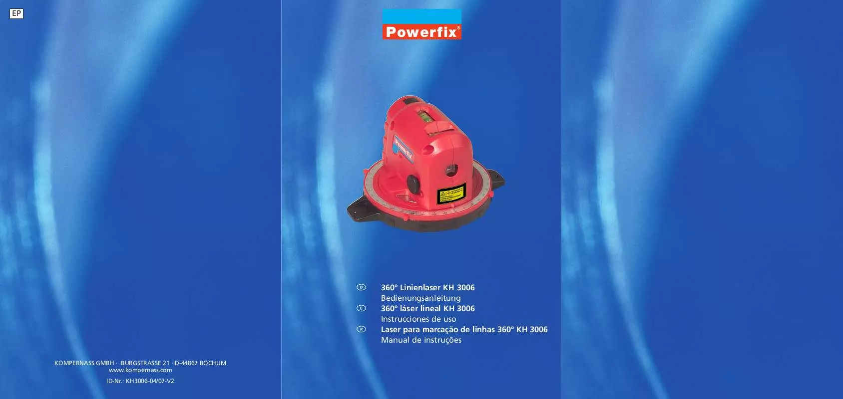 Mode d'emploi POWERFIX KH 3006 360° LINE LASER