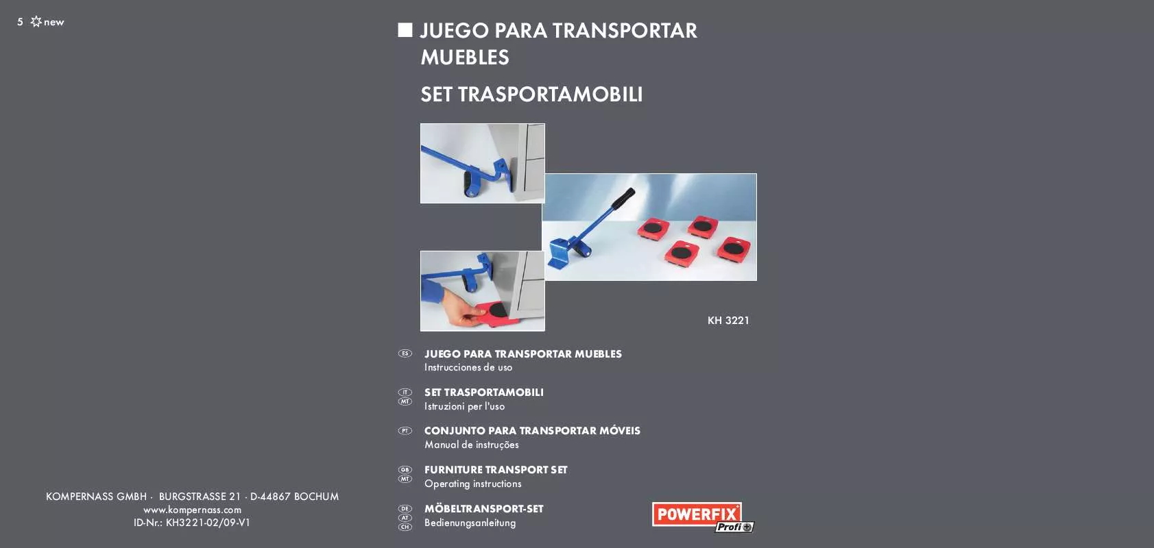 Mode d'emploi POWERFIX KH 3221 FURNITURE TRANSPORT SET