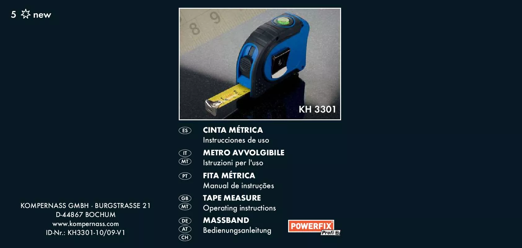 Mode d'emploi POWERFIX KH 3301 TAPE MEASURE