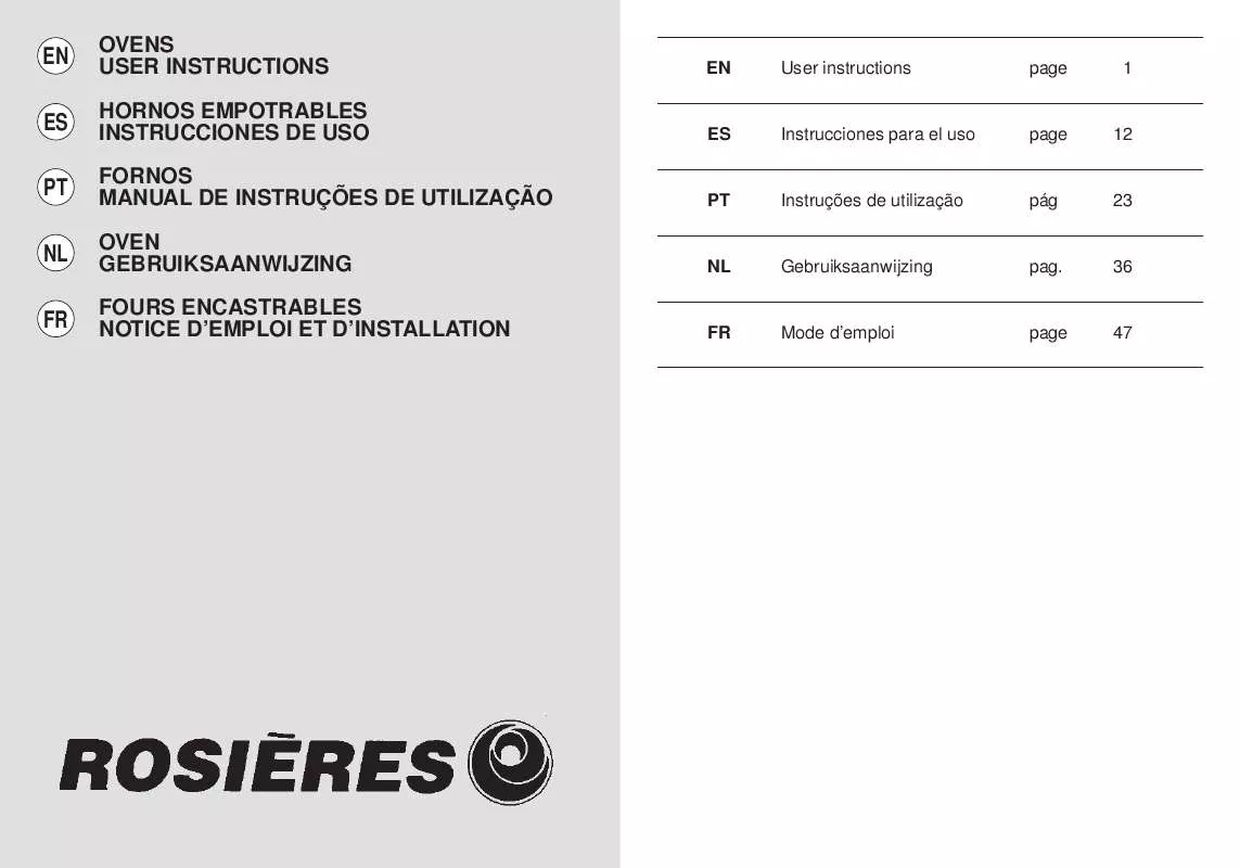 Mode d'emploi ROSIERES FC 3163 IN