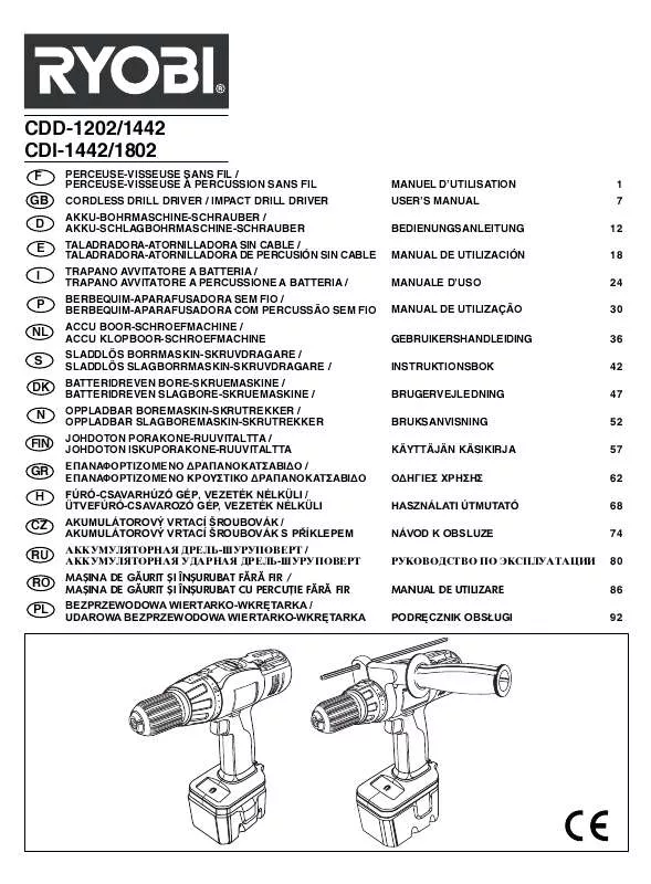 Mode d'emploi RYOBI CDD-1202