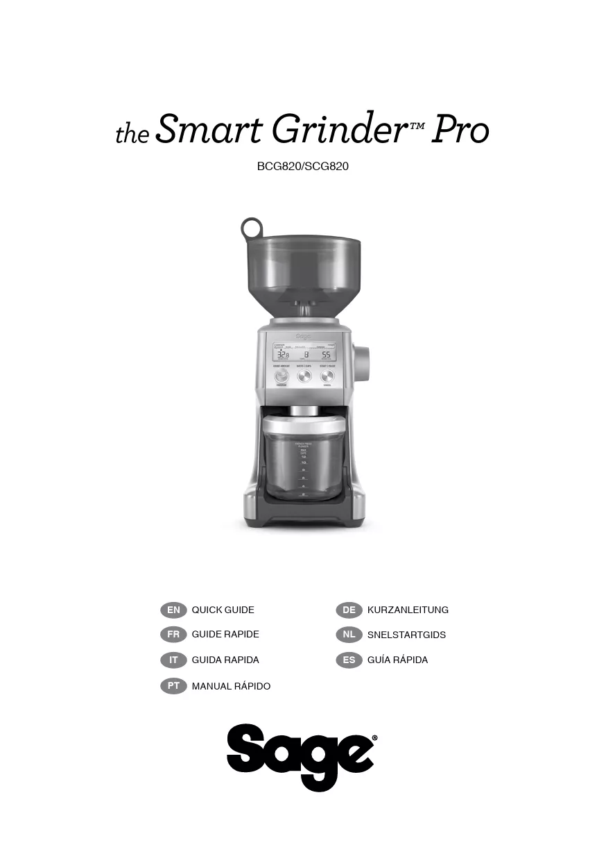 Mode d'emploi SAGE MOULIN THE SMART GRINDER PRO