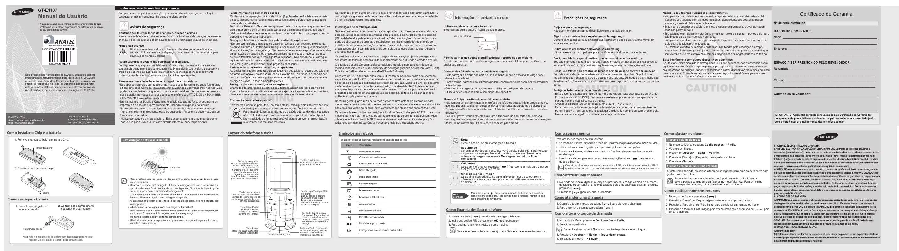 Mode d'emploi SAMSUNG GT-E1107