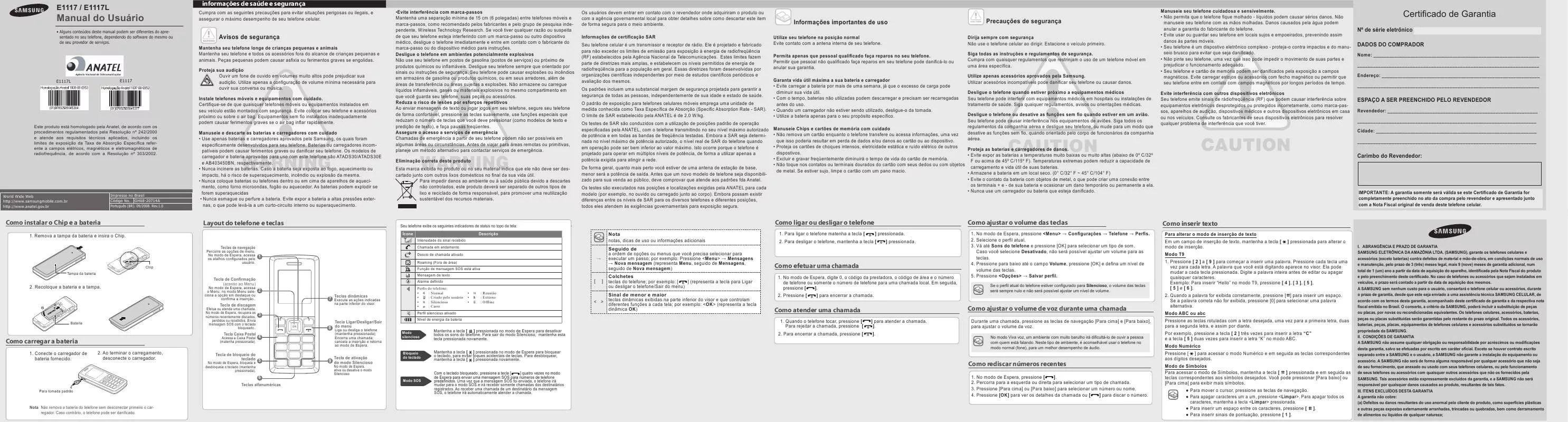 Mode d'emploi SAMSUNG GT-E1117