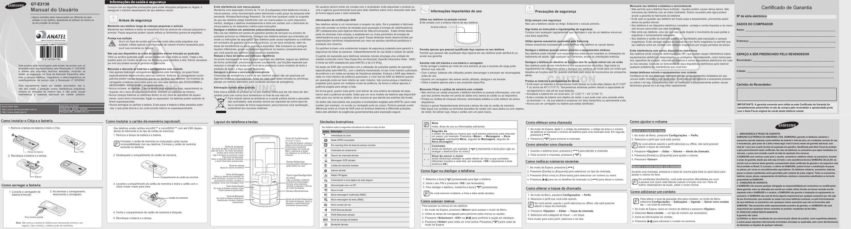 Mode d'emploi SAMSUNG GT-E2130L/A