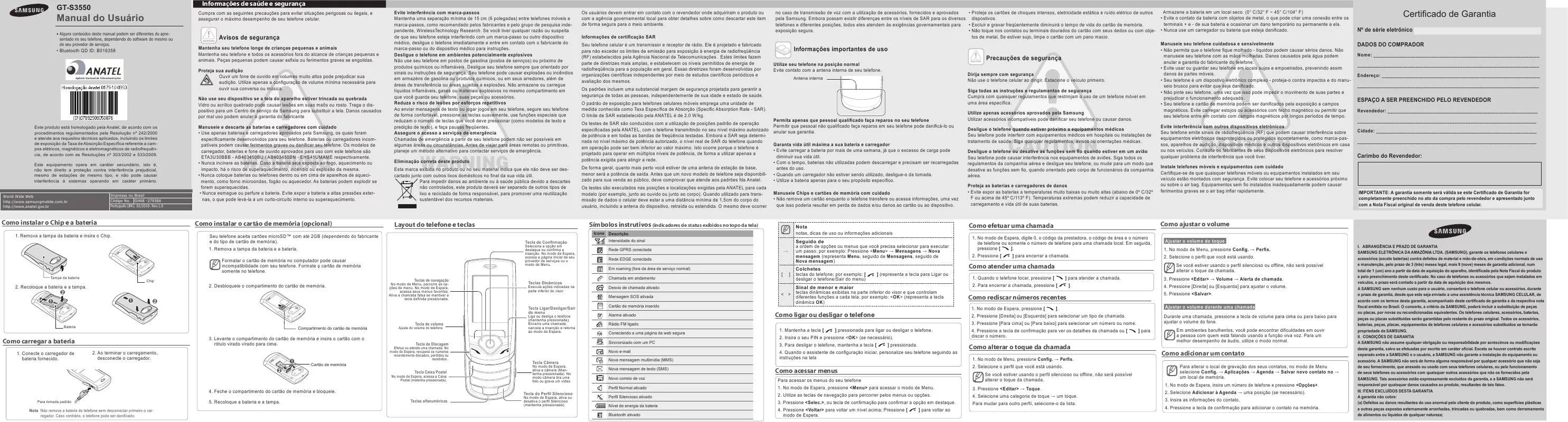 Mode d'emploi SAMSUNG GT-S3550L