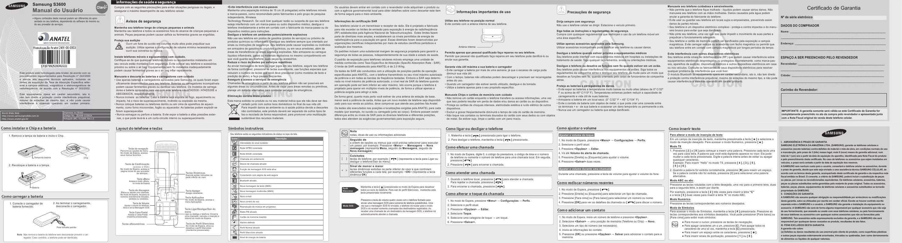 Mode d'emploi SAMSUNG GT-S3600