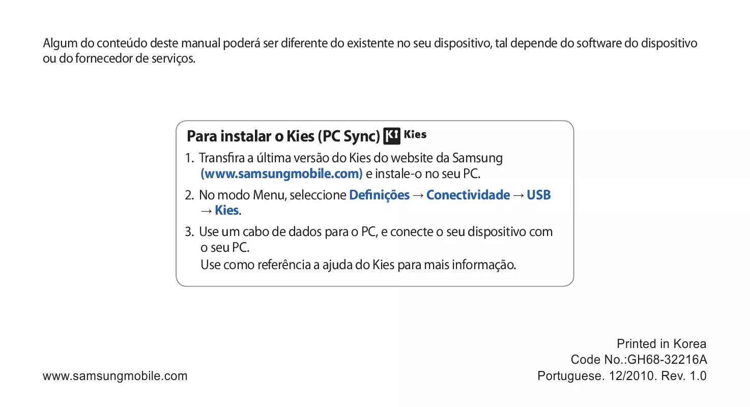 Mode d'emploi SAMSUNG GT-S8530