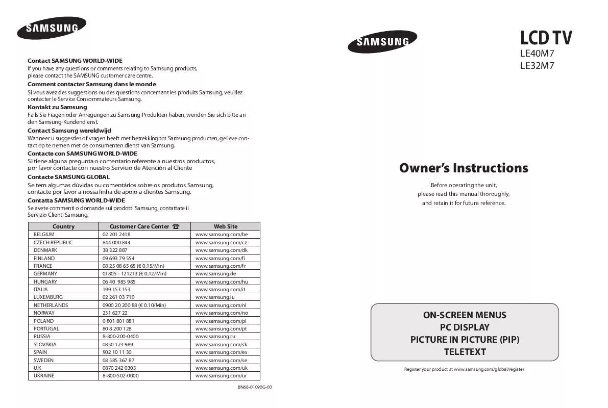 Mode d'emploi SAMSUNG LE-40M71B