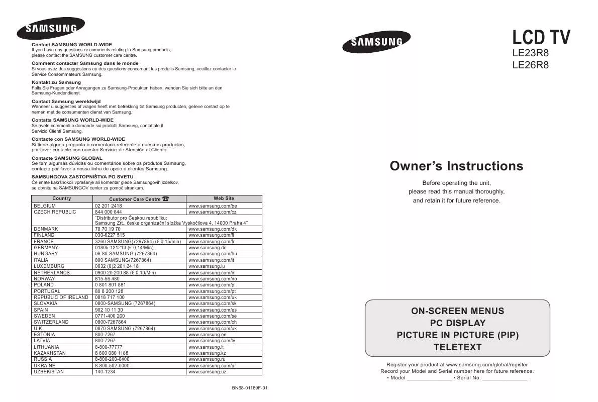 Mode d'emploi SAMSUNG LE23R86WD