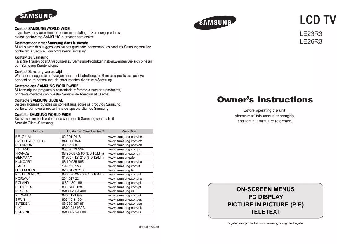 Mode d'emploi SAMSUNG LE26R32B