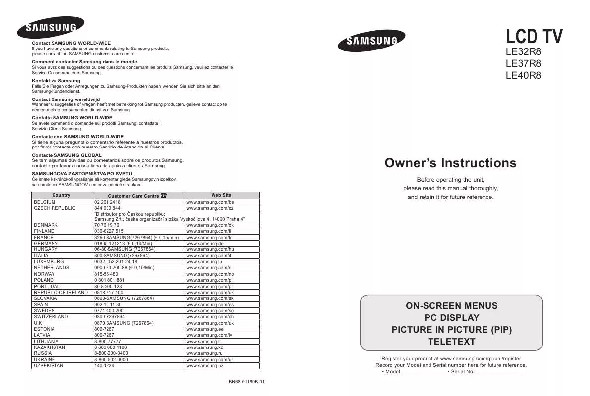 Mode d'emploi SAMSUNG LE32R86WD