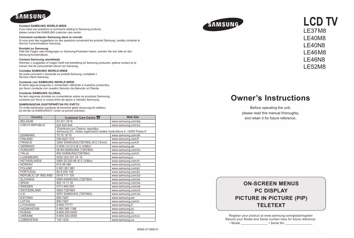 Mode d'emploi SAMSUNG LE37M86BD