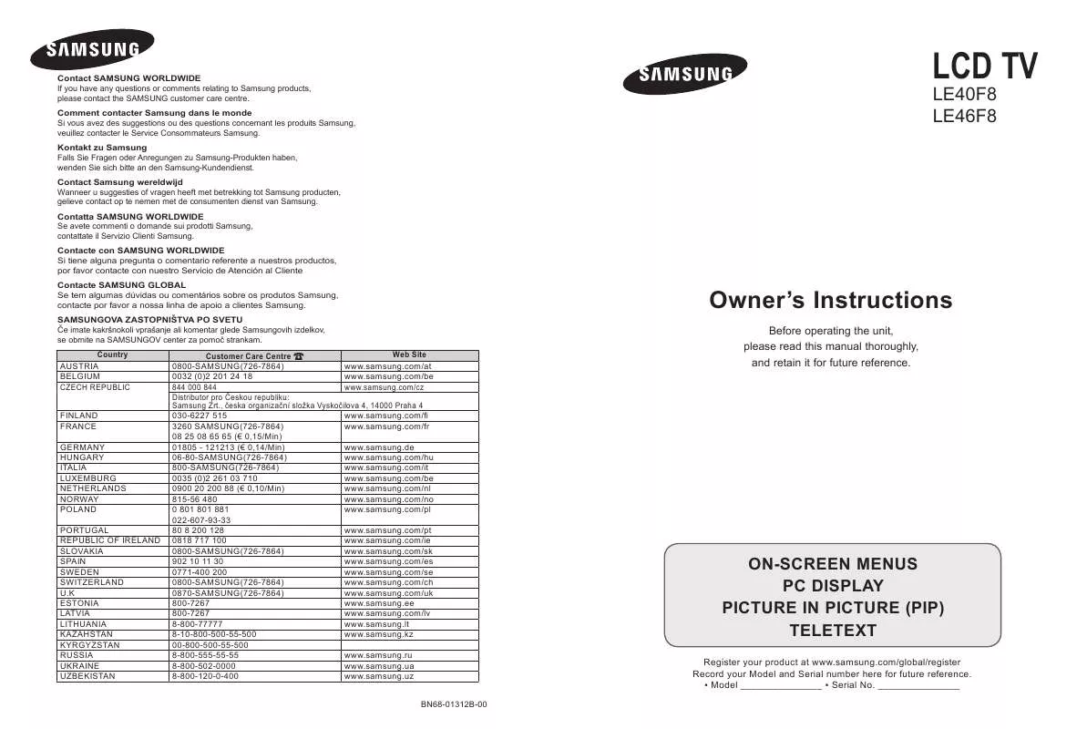 Mode d'emploi SAMSUNG LE40F86BD