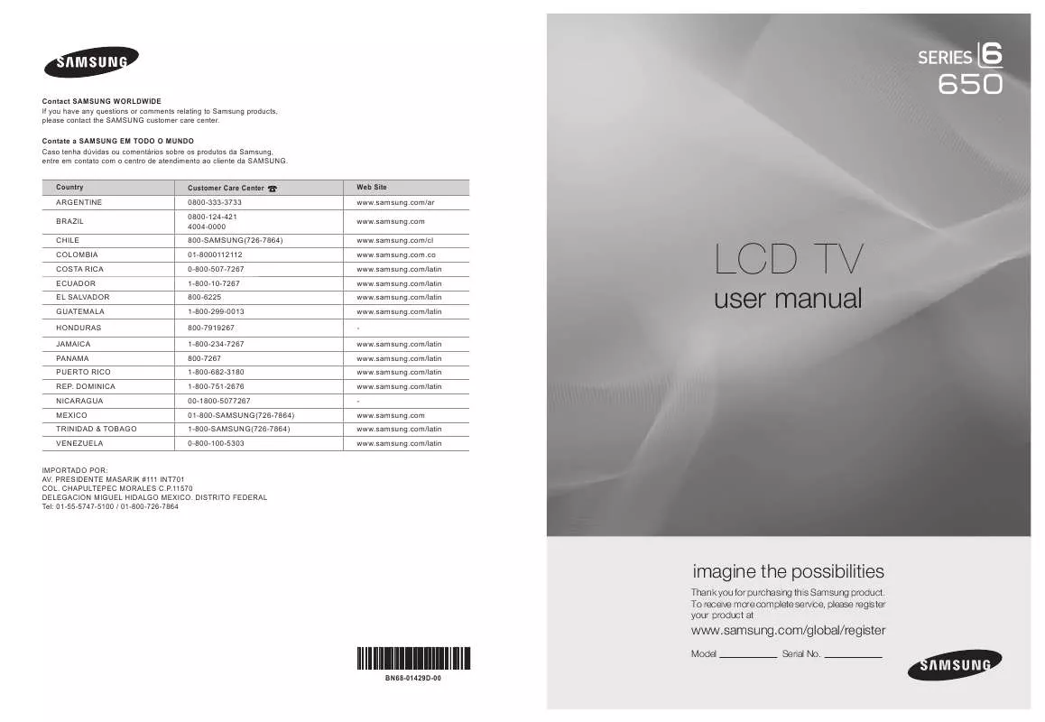 Mode d'emploi SAMSUNG LN40A650A1F