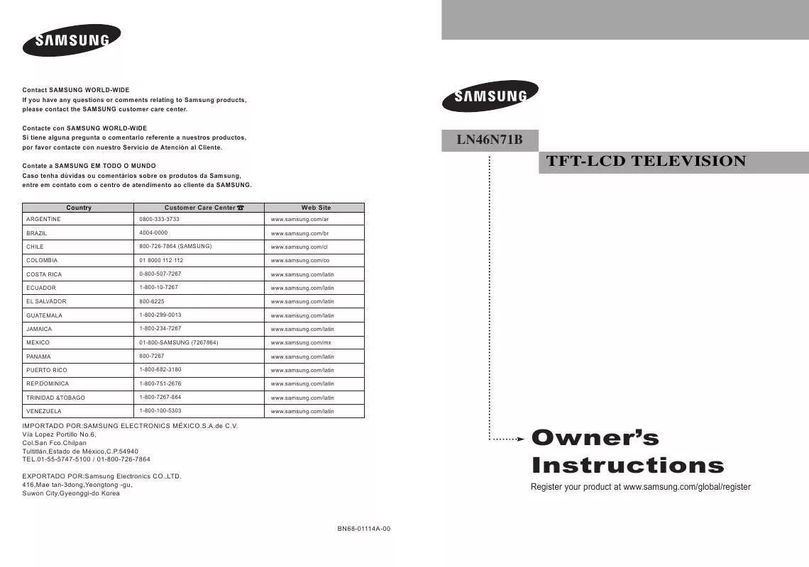 Mode d'emploi SAMSUNG LN46N71B