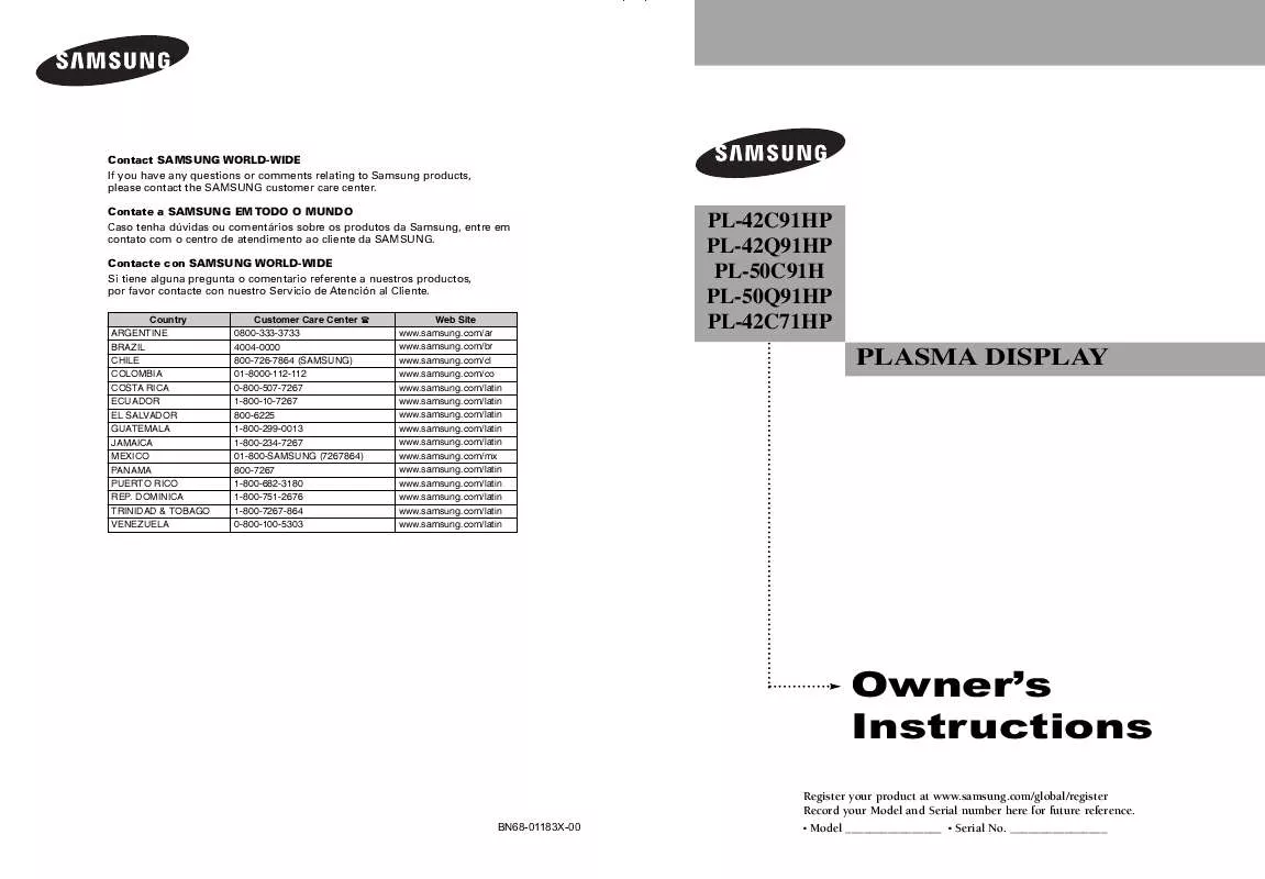 Mode d'emploi SAMSUNG PL-42C71HP