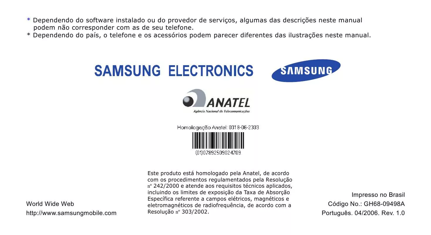 Mode d'emploi SAMSUNG SCH-A150