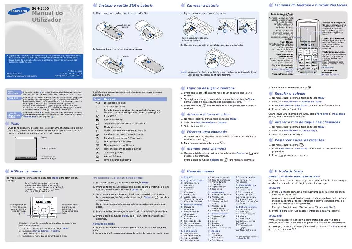 Mode d'emploi SAMSUNG SGH-B100