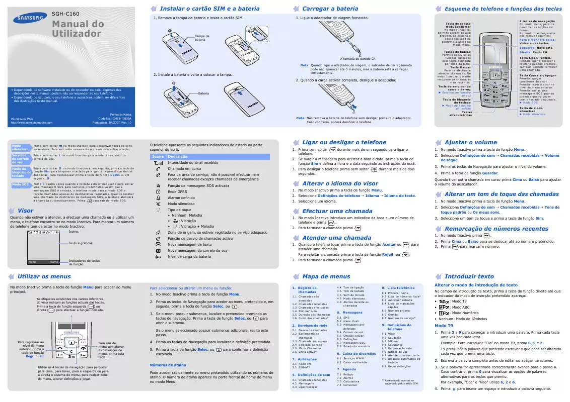 Mode d'emploi SAMSUNG SGH-C160