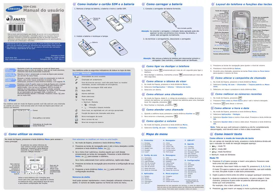 Mode d'emploi SAMSUNG SGH-C161