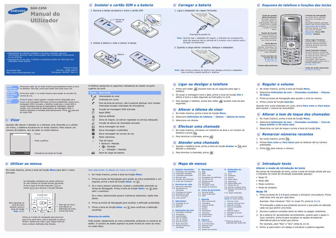 Mode d'emploi SAMSUNG SGH-C450