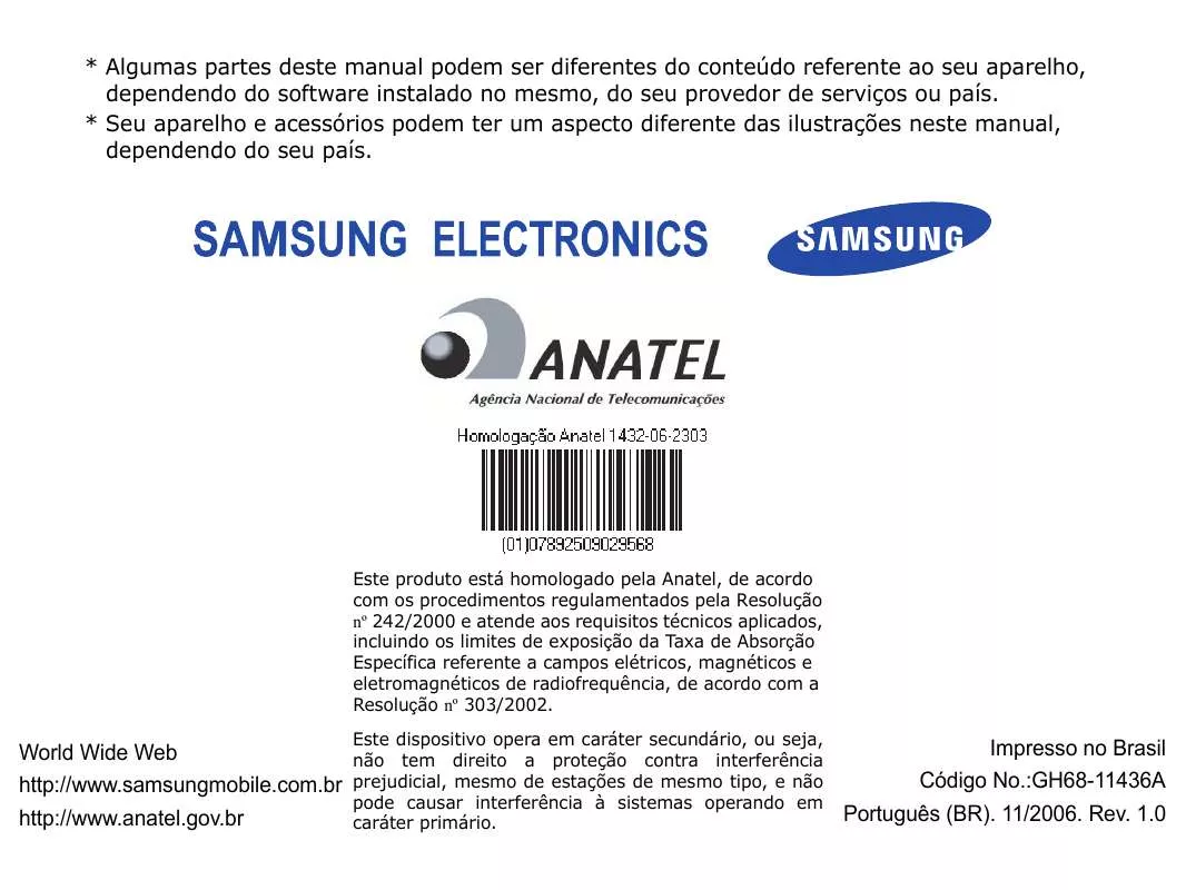 Mode d'emploi SAMSUNG SGH-D830