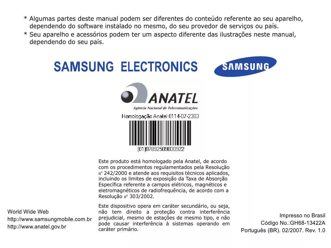 Mode d'emploi SAMSUNG SGH-D836