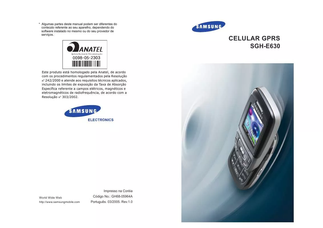 Mode d'emploi SAMSUNG SGH-E630S