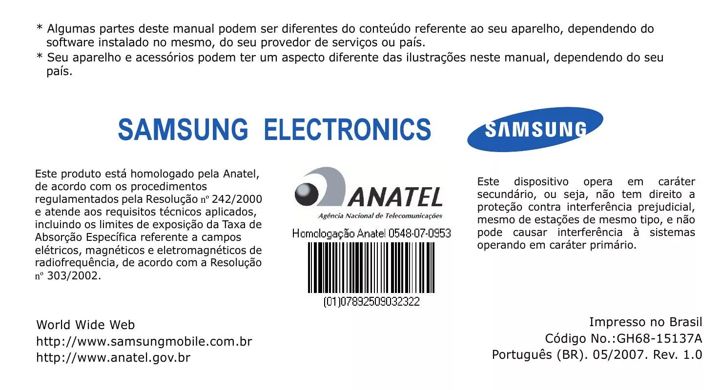 Mode d'emploi SAMSUNG SGH-F300