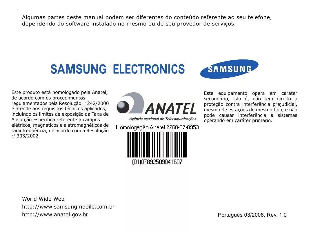 Mode d'emploi SAMSUNG SGH-I617L