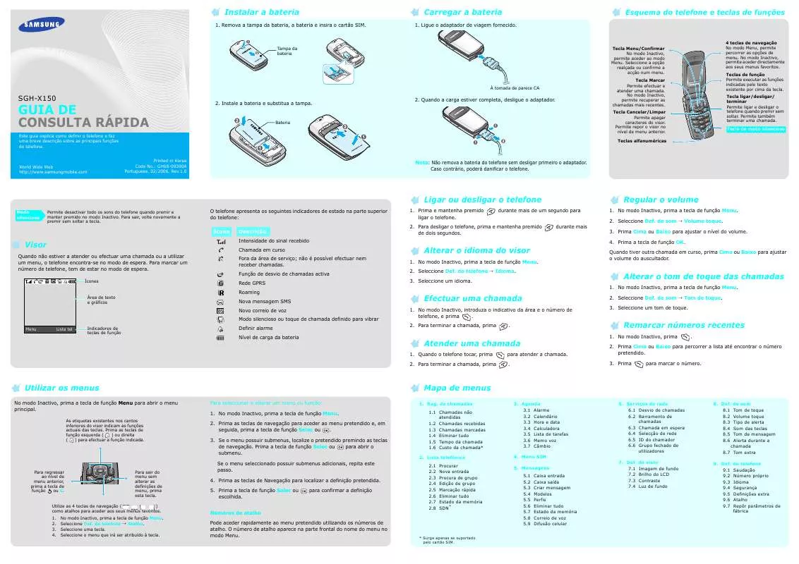 Mode d'emploi SAMSUNG SGH-X150