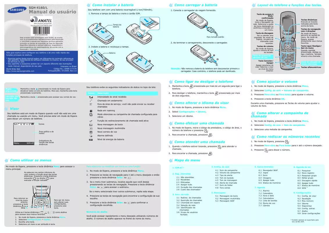 Mode d'emploi SAMSUNG SGH-X160