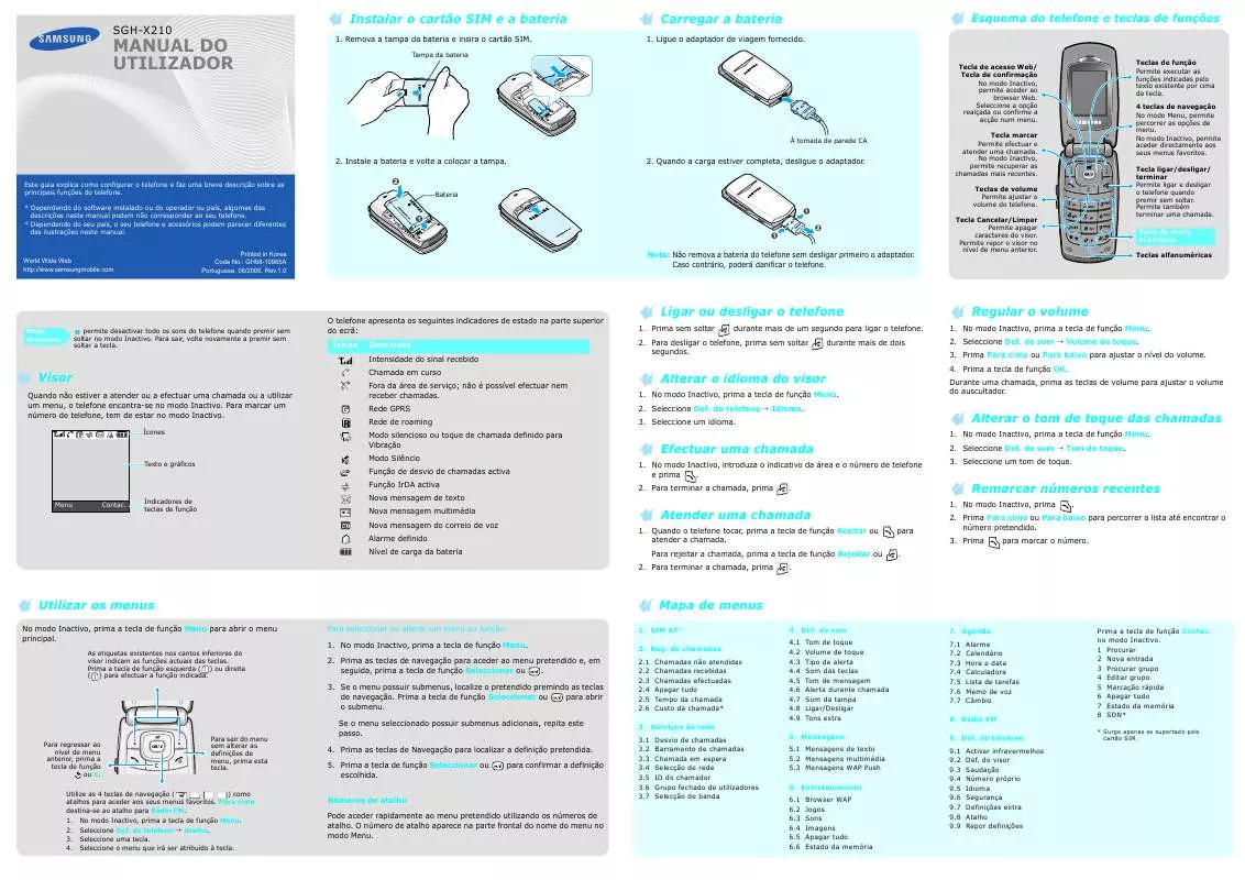 Mode d'emploi SAMSUNG SGH-X210