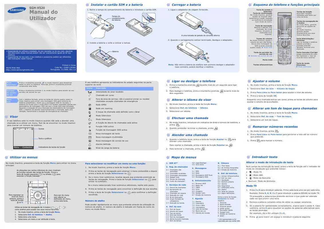 Mode d'emploi SAMSUNG SGH-X520