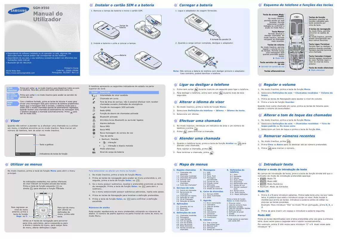 Mode d'emploi SAMSUNG SGH-X550