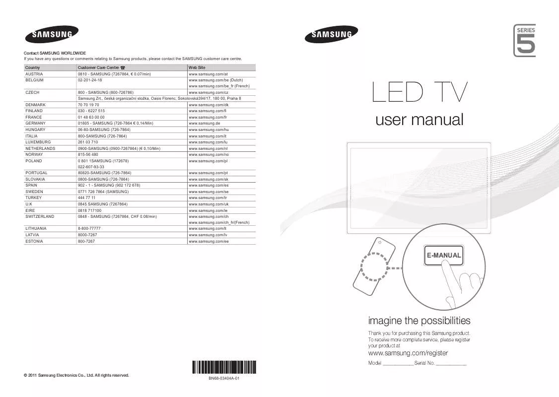 Mode d'emploi SAMSUNG UE32D5500RW